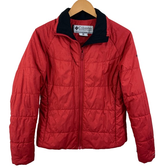 COLUMBIA PufferJacker Titanium Interchange Red Omni Shield Size M Red Jacket L8 - Picture 1 of 10